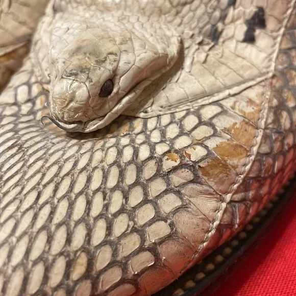 Vintage cobra skin men’s boots & belt with cobra head & leather upper (Mlb) - Picture 4 of 16